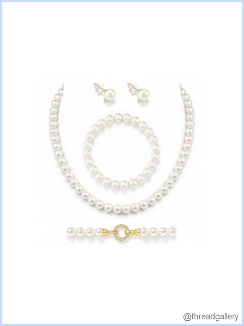 Shell Pearl Jewelry Set Necklace Bracelet Earrings Wedding Gift